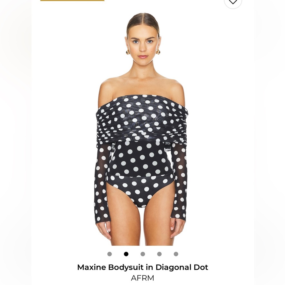 AFRM Maxine Off-Shoulder Polka Dot Bodysuit — Black & White